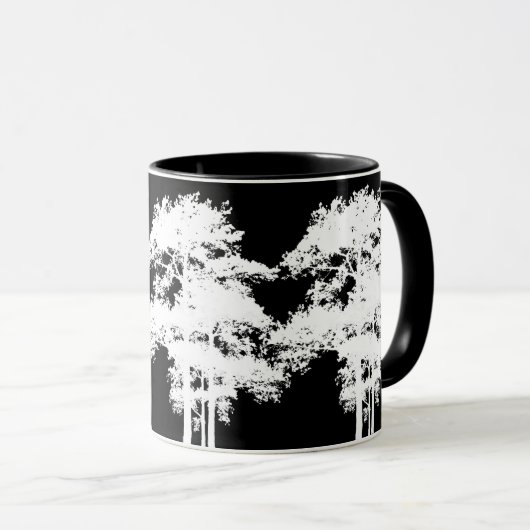 Minimalistisch modern zwart wit boom silhouet mok (Voorkant rechts)