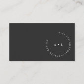 Minimalistisch modern zwart-wit cirkelmonogram visitekaartje (Voorkant)