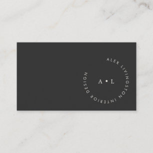 Minimalistisch modern zwart-wit cirkelmonogram visitekaartje