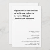 Minimalistisch modern zwart wit, eenvoudig huwelij kaart (Voorkant / Achterkant)