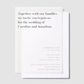 Minimalistisch modern zwart wit, eenvoudig huwelij vellum uitnodigingen (Offset)