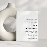Minimalistisch Modern Zwart Wit Eenvoudig Vleermui Kaart<br><div class="desc">Moderne minimalistische zwart wit retro eenvoudige bruiloft vleermuis mitswa uitnodiging</div>