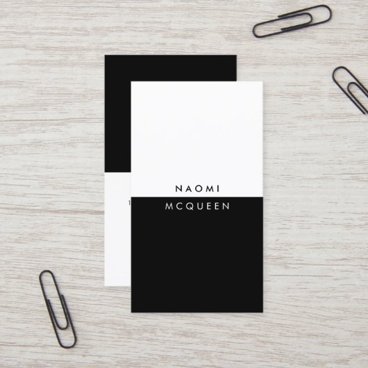 Minimalistisch, modern, zwart-wit en eenvoudig visitekaartje (Voorkant / Achterkant in situ)
