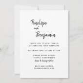 Minimalistisch modern zwart-wit fotohuwelijk kaart (Voorkant)