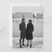 Minimalistisch modern zwart-wit fotohuwelijk kaart (Achterkant)