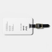 Minimalistisch Modern Zwart Wit Gepersonaliseerd Bagagelabel (Voorkant horizontaal)