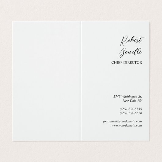 Minimalistisch Modern Zwart Wit Gepersonaliseerd Visitekaartje (Buitenkant ongevouwen)