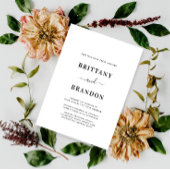 Minimalistisch modern zwart-wit huwelijk kaart