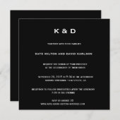 Minimalistisch modern zwart-wit huwelijk kaart (Voorkant / Achterkant)