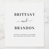 Minimalistisch modern zwart-wit huwelijk wijn etiket (Enkel label)