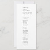 Minimalistisch modern zwart-wit huwelijksprogramma (Achterkant)