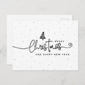 Minimalistisch Modern Zwart & Wit Kerstfeest Feestdagenkaart (Voorkant / Achterkant)