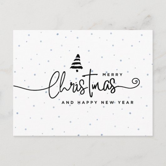 Minimalistisch Modern Zwart & Wit Kerstfeest Feestdagenkaart (Voorkant)