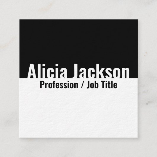Minimalistisch modern zwart-wit kleurenblok vierkante visitekaartje (Voorkant)
