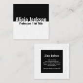 Minimalistisch modern zwart-wit kleurenblok vierkante visitekaartje (Voorkant / Achterkant)