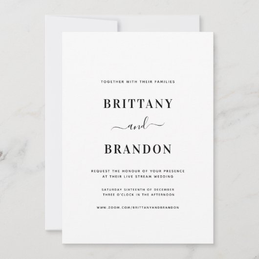 Minimalistisch modern zwart wit live streaming bru kaart (Voorkant)
