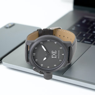 Minimalistisch modern zwart-wit monogram horloge