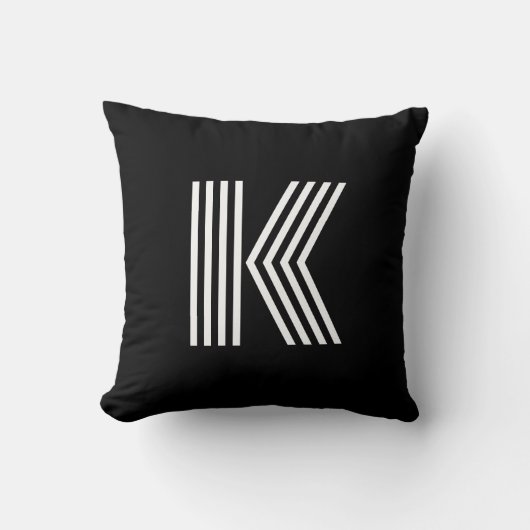 Minimalistisch modern zwart-wit monogram kussen (Voorkant)