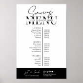 Minimalistisch Modern Zwart Wit Salon Services Men Poster (Voorkant)