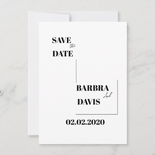 Minimalistisch Modern Zwart & Wit Save the Date Ka (Voorkant)