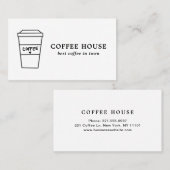 Minimalistisch Modern Zwart-Wit Schattige Koffieko Visitekaartje (Voorkant / Achterkant)