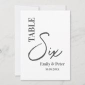 Minimalistisch Modern Zwart Wit Trouwtafel Nummer Bedankkaart (Voorkant)