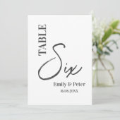 Minimalistisch Modern Zwart Wit Trouwtafel Nummer Bedankkaart (Staand voorkant)