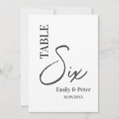 Minimalistisch Modern Zwart Wit Trouwtafel Nummer Bedankkaart (Achterkant)