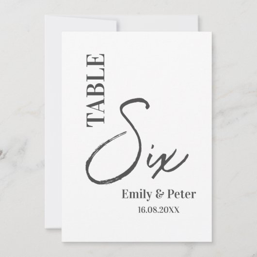 Minimalistisch Modern Zwart Wit Trouwtafel Nummer Bedankkaart (Achterkant)