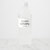 Minimalistisch modern zwart-wit verjaardagsfeest waterfles etiket (Voorkant)