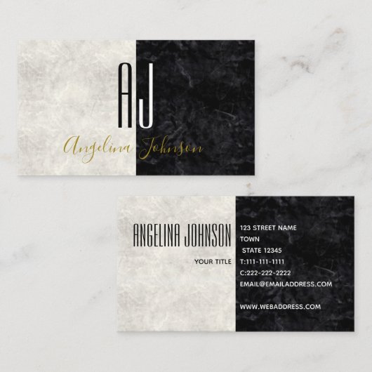 Minimalistisch modern zwart-wit visitekaartje (Voorkant / Achterkant)