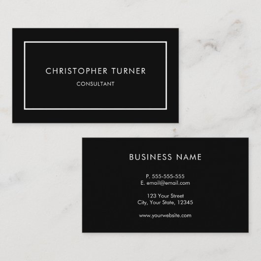 Minimalistisch modern zwart-wit visitekaartje (Voorkant / Achterkant)