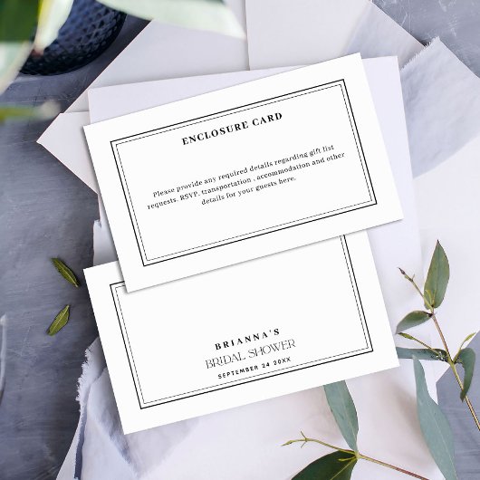 Minimalistisch modern zwart-wit Vrijgezellenfeest Informatiekaartje