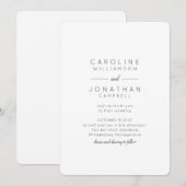 Minimalistisch modern zwart witbruin huwelijk kaart (Voorkant / Achterkant)