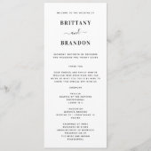 Minimalistisch modern zwart-withuwelijk programmakaart (Voorkant)