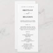 Minimalistisch modern zwart-withuwelijk programmakaart (Voorkant / Achterkant)