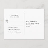 Minimalistisch modern zwart-withuwelijk RSVP Briefkaart (Achterkant)