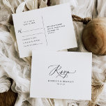 Minimalistisch modern zwart-withuwelijk RSVP Briefkaart<br><div class="desc">Deze aanpasbare RSVP-kaart is ontworpen om te coördineren met ons moderne collectie voor calligrafische bruiloft. Deze kaart biedt een modern lettertype voor calligrafieken dat is gekoppeld aan een klastig lettertype voor serif en sans in zwart formaat en is perfect voor elk seizoen. Overeenkomende objecten beschikbaar.</div>
