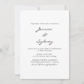 Minimalistisch modern zwart-witscript huwelijk kaart (Voorkant)