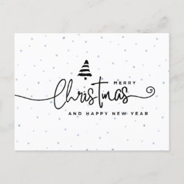 Minimalistisch Modern Zwart & Witte Kerstmis Feestdagenkaart
