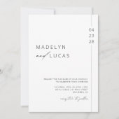 Minimalistisch modern zwart | Witte QR-code bruilo Kaart (Voorkant)