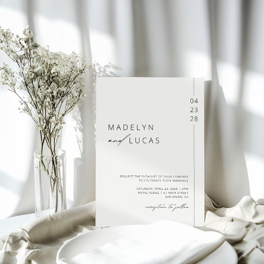 Minimalistisch modern zwart | Witte QR-code bruilo Kaart