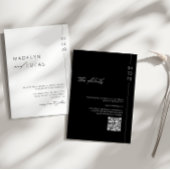 Minimalistisch modern zwart | Witte QR-code bruilo Kaart