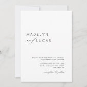 Minimalistisch modern zwart | Witte QR-code bruilo Kaart (Voorkant)