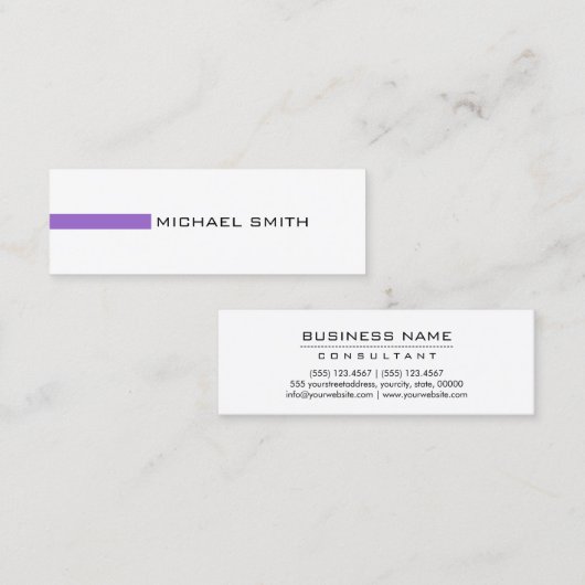 Minimalistisch moderne Amethyst Professional Mini Visitekaartje (Voorkant / Achterkant)