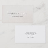 Minimalistisch moderne beige ontwerper visitekaartje (Voorkant / Achterkant)