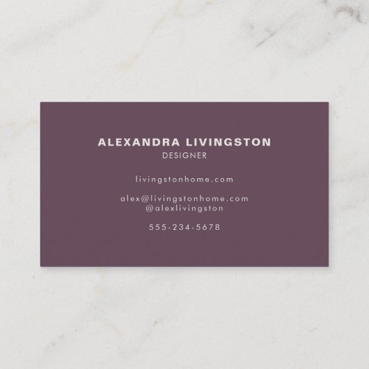 Minimalistisch moderne Creatieve Paarse Eggplant Visitekaartje (Achterkant)