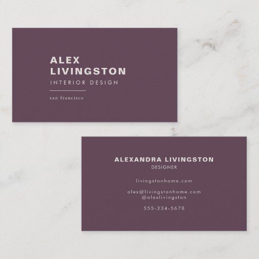 Minimalistisch moderne Creatieve Paarse Eggplant Visitekaartje (Voorkant / Achterkant)