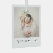 Minimalistisch Moderne Eerste Kerstfoto Baby Glas Ornament (Voorkant Rechts)