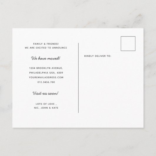 Minimalistisch Moderne Gastkamer is verplaatst Aankondigingskaart (Achterkant)